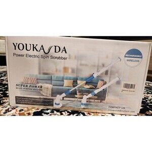 Youkada Electric Spin Scrubber Brush w/ 3 Attachment Brushes & Extension
